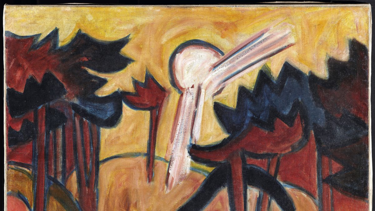 KARL SCHMIDT - ROTTLUFF、FRAU MIT ERNTEHU Karl Schmidt-Rottluff. Girl with Braids (Mädchen mit Zöpfen